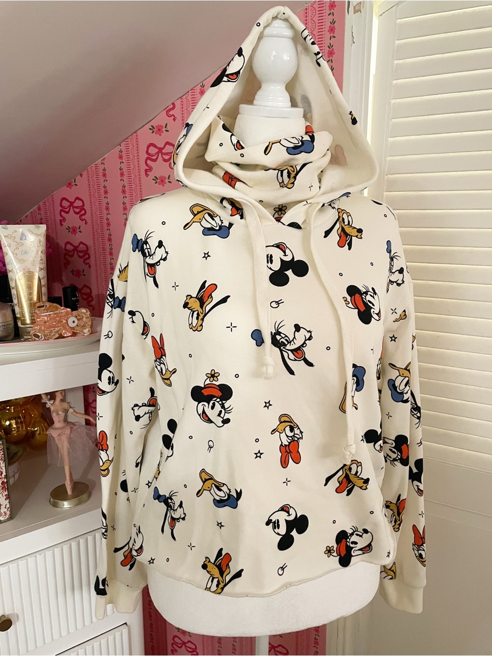 Disney Cream Pullover Hoodie with Mickey & Friends Print